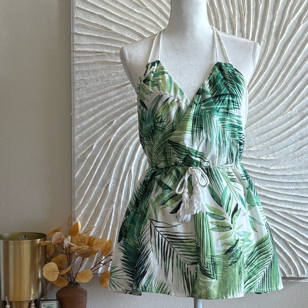 Palm Tree Halter Romper